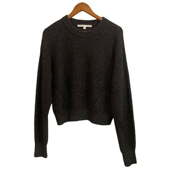 Veronica Beard Melissa Black and Metallic Alpaca Blend Crewneck Sweater Large - Picture 1 of 7